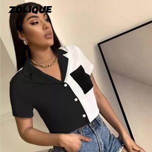 NWOT SHEIN Black and White Button Down Shirt